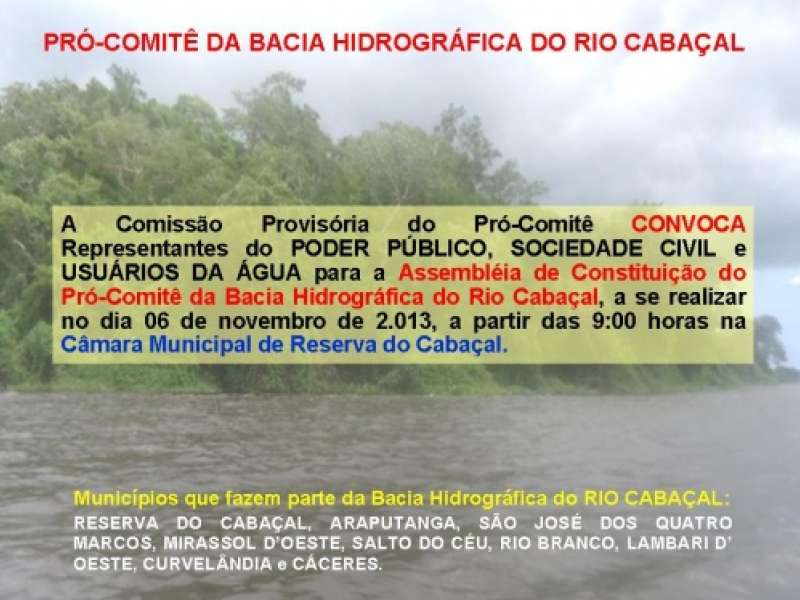 Será Criado O Comitê de Bacia Hidrográfica do Rio Cabaçal 